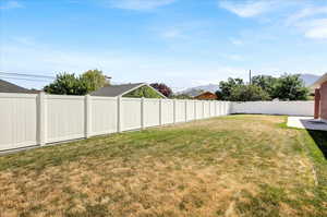 Fenced backyard.