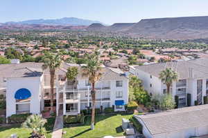 View of mountain background featuring nearby suburban area