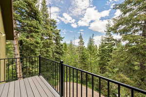 View of wooden deck from top level