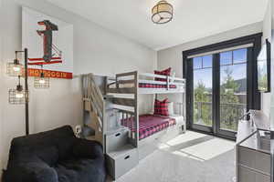 Bedroom with carpet flooring