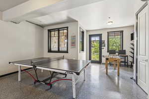 Rec room with an office area