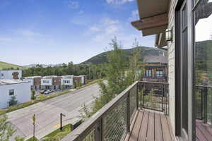 Balcony with a mountain view
