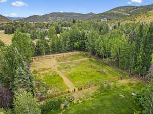 Aerial view of sparsely populated area featuring mountains