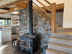 Wooden stairs with rope detail