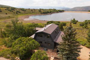 View from above of property featuring a nearby body of water