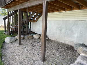 View of patio with stairs
