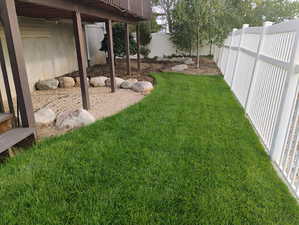 View of fenced backyard