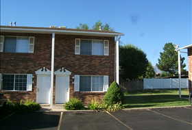 View of front of home with brick siding