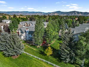 Aerial view of a mountainous background