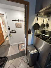 Detailed view of exhaust hood and baseboards