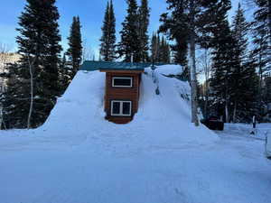 Exterior view of a standing seam roof and a metal roof