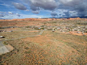 Overview of rural landscape with mountains