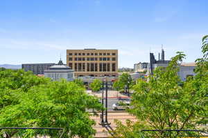 City view from private balcony across from Gateway mall and close steps from Delta Center