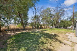 View of fenced backyard