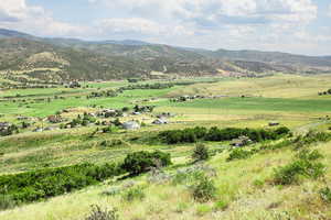 View of mountain background with rural landscape