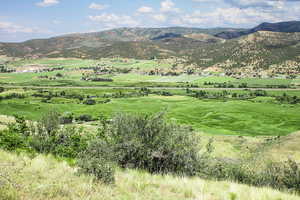 View of mountain background with rural landscape
