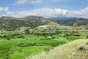 View of mountain background with rural landscape