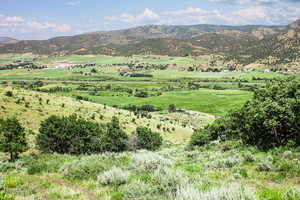 Mountain view with rural landscape