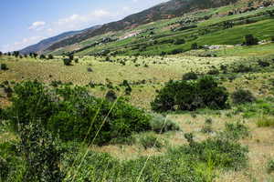 View of mountain backdrop featuring rural landscape