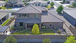 Aerial perspective of suburban area