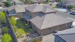 Aerial perspective of suburban area