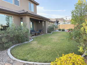 View of yard featuring outdoor lounge area and a patio area