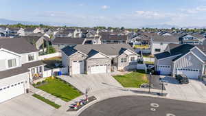Aerial perspective of suburban area
