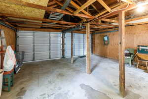 Garage with wooden walls