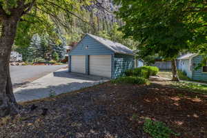 View of detached garage
