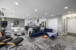 Living room with recessed lighting