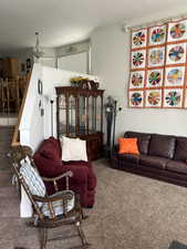 Living room featuring carpet flooring