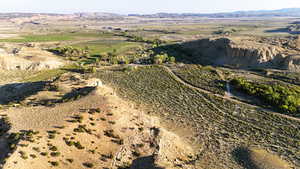 Aerial view of property and surrounding area with rural landscape