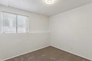 Unfurnished room featuring carpet flooring and a textured ceiling