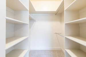 Walk in closet featuring carpet flooring