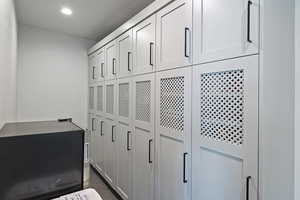 Hall with recessed lighting