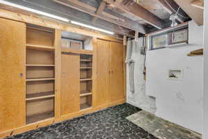 Basement with tile patterned floors