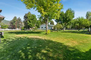 View of fenced backyard