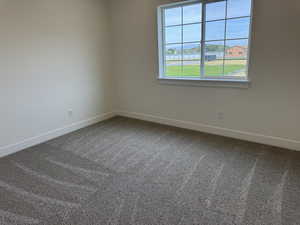 Unfurnished room with light carpet