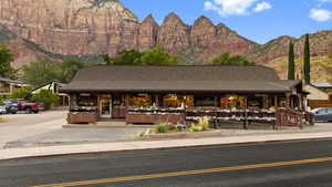View of building exterior with a mountain view