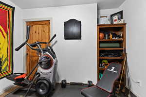 Workout area with baseboards
