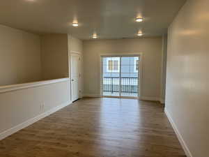 Empty room featuring light wood finished floors