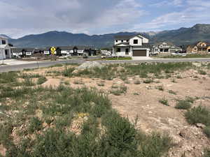 View of mountain background with nearby suburban area