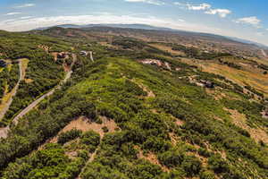 Drone / aerial view of a mountain backdrop