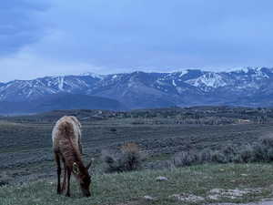 View of mountain backdrop featuring rural landscape