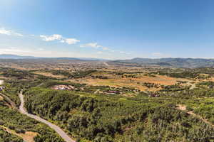 Drone / aerial view of a mountain backdrop