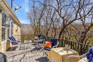 Deck with an outdoor hangout area