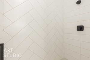 Bathroom view of tiled shower