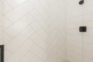 Bathroom view of tiled shower