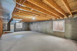 Below grade area with heating unit