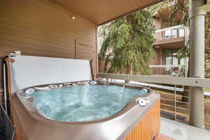 View of hot tub on balcony